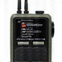 A weather radio with an emergency alert symbol.